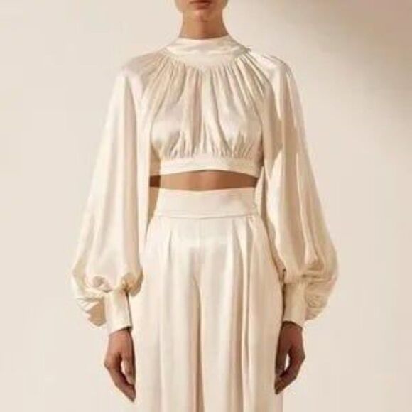 BRIDAL - Shona Joy La Lune High Neck Top Ivory Sz 4 NWT - Picture 2 of 6